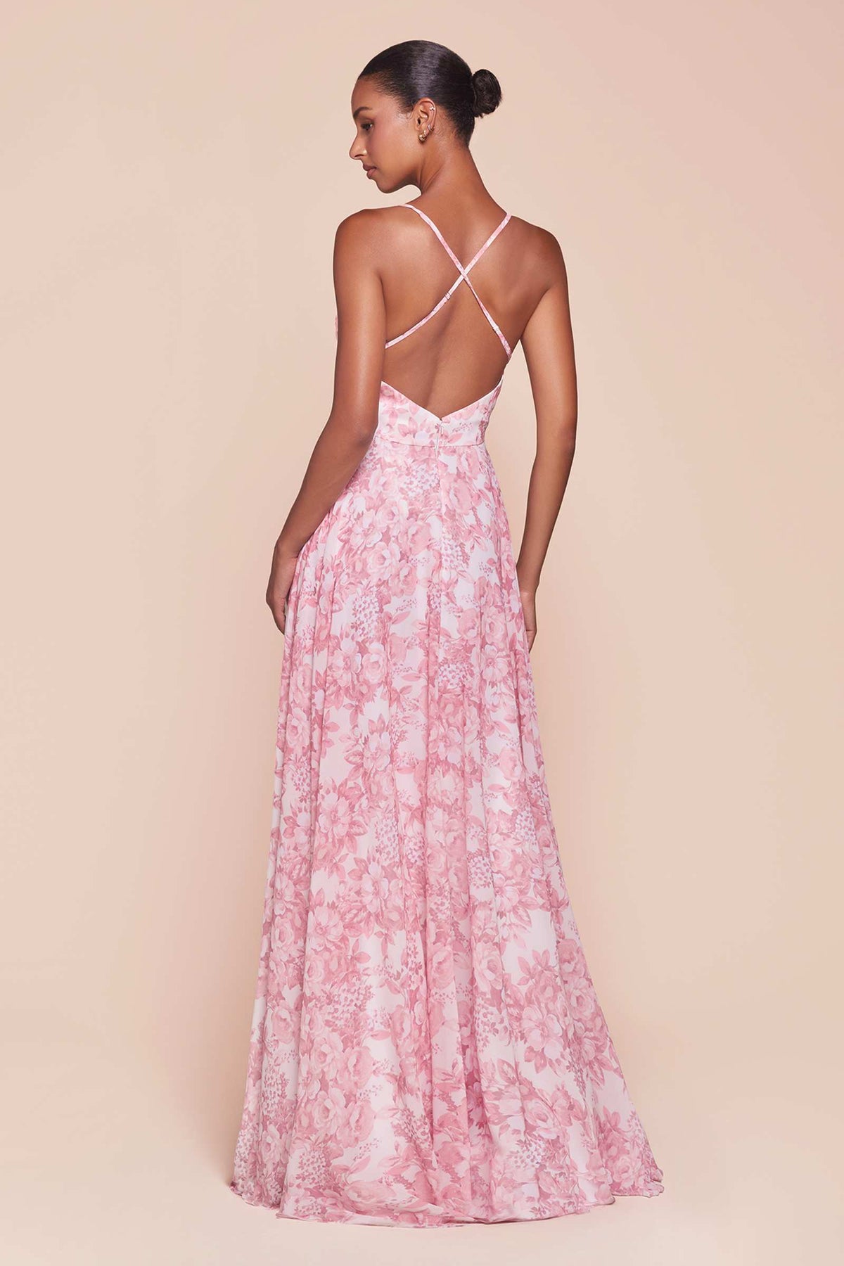 Line Soft Satin Print Dress