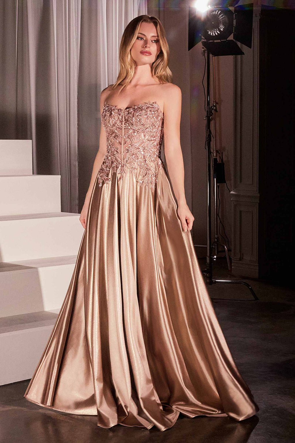 Dress Off The Shoulder Lace & Satin A-Line Prom Gown