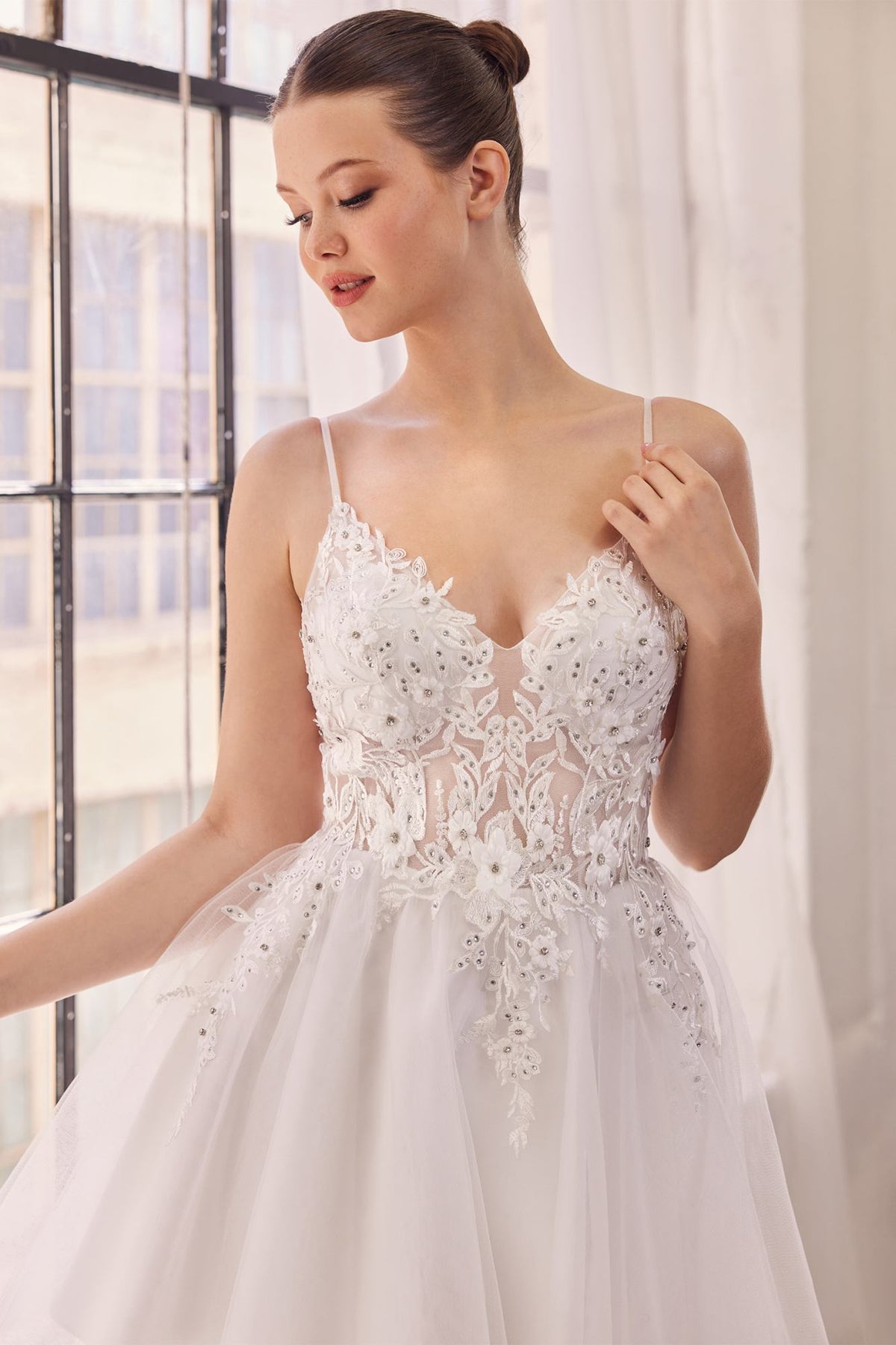 Line Layered Tulle Short Dress