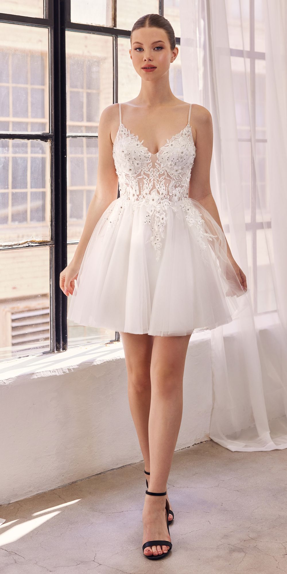 Line Layered Tulle Short Dress