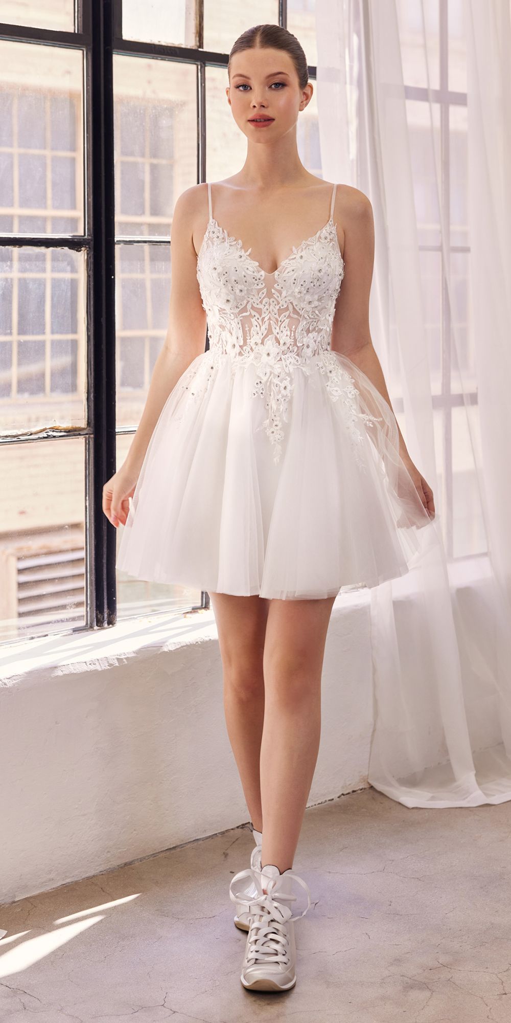 Line Layered Tulle Short Dress