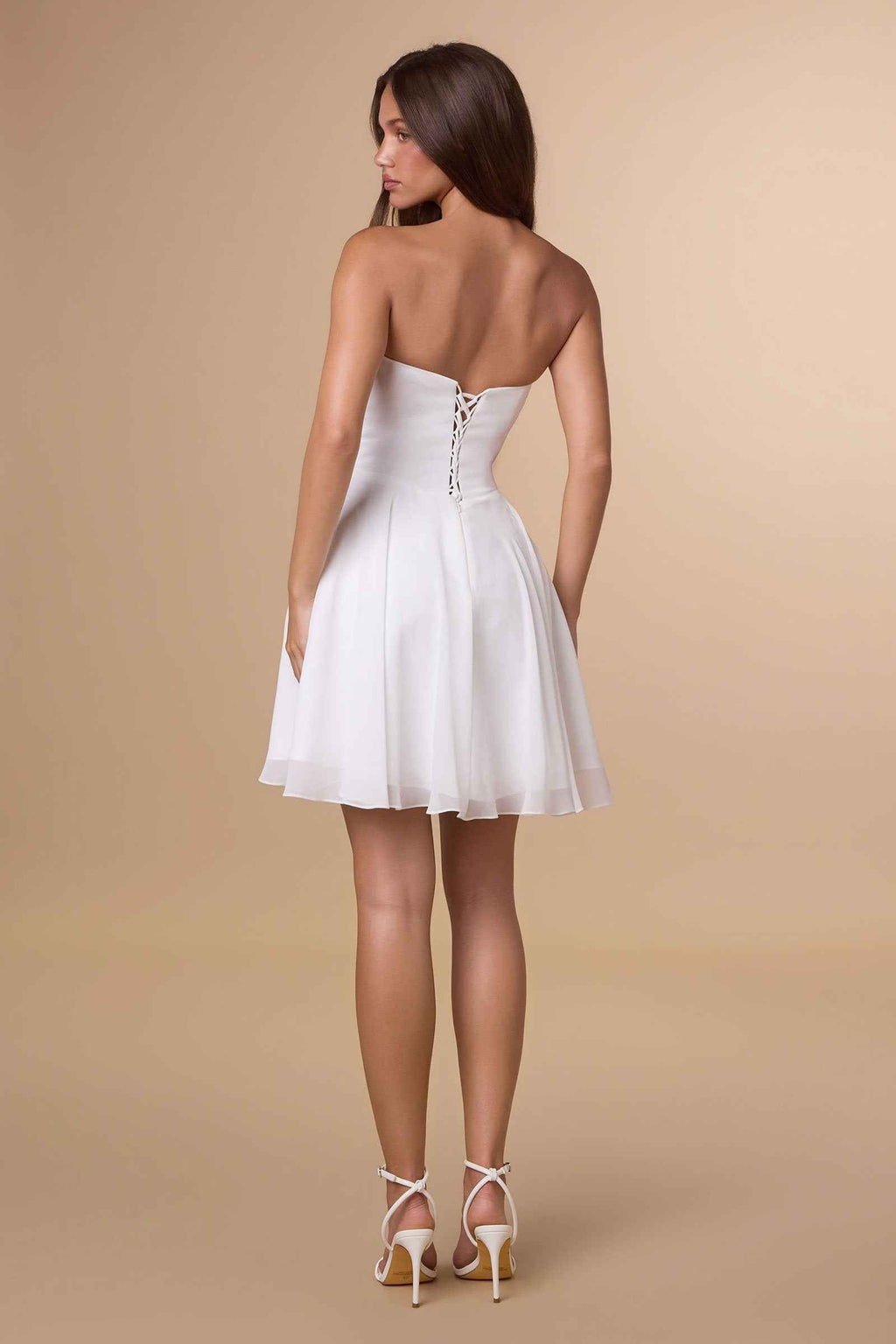 Short Strapless Chiffon Dress