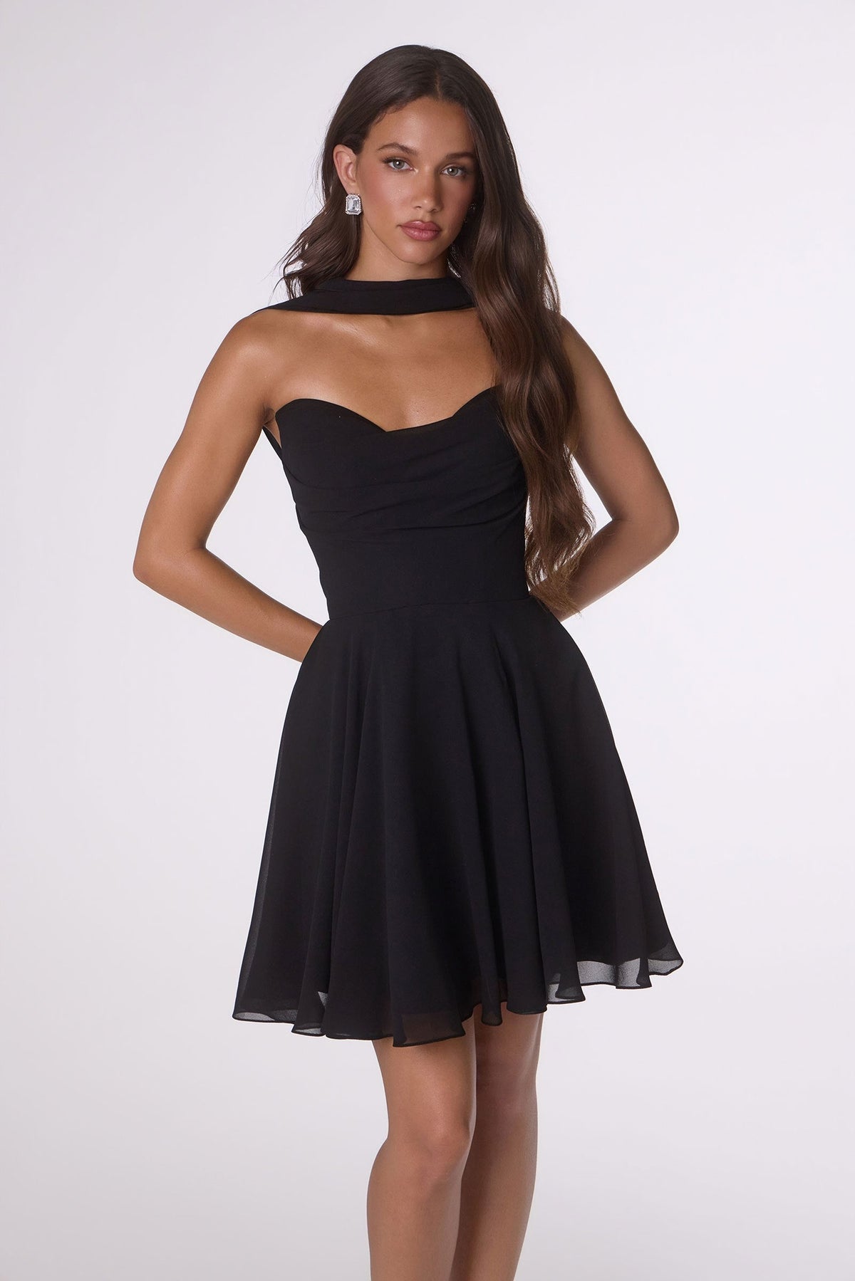 Short Strapless Chiffon Dress