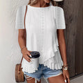 Women’s Casual Solid Color Short Sleeve Crew Neck Top