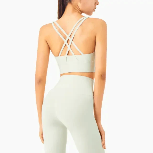 New High Quality Fabric Nylon Breathable Women Yoga Tops Bra Solid Color And Sports Wear Outdoor Exercise Clothes For Ladies